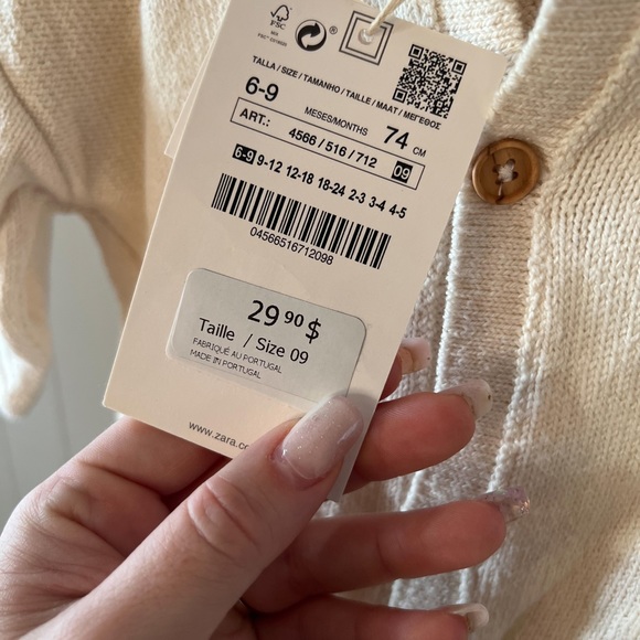 Zara 6-9m Baby Oatmeal Sweater - Picture 3 of 4